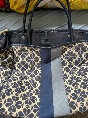 kate spade Navy, Cream & Light Blue Floral Stripe Tote